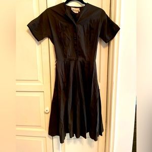 Womens vintage black linen dress 1950s size s great condition